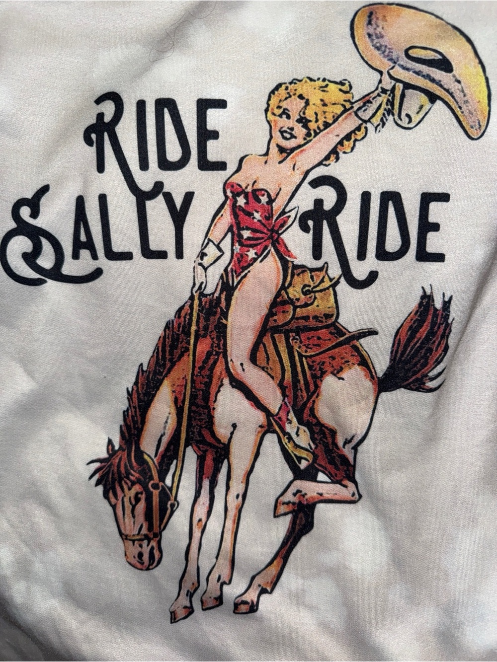 Women's Western "Ride Sally Ride" Bleached Graphic Sweatshirt